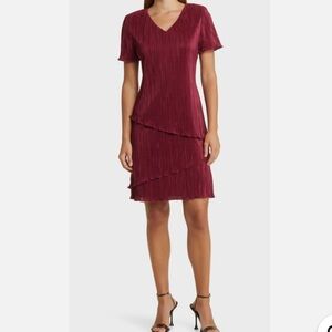 Connected Apparel Merlot Crepe Jacquard Sheath Dress